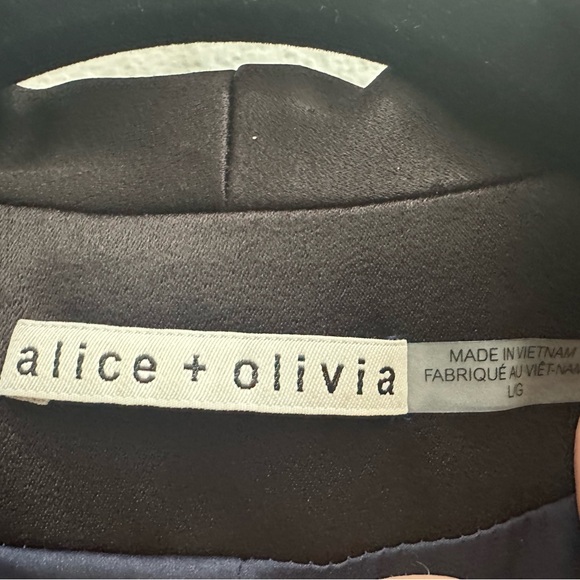 Alice + Olivia Elegant Navy Velvet Women's Coat with black lapel - Picture 5 of 8